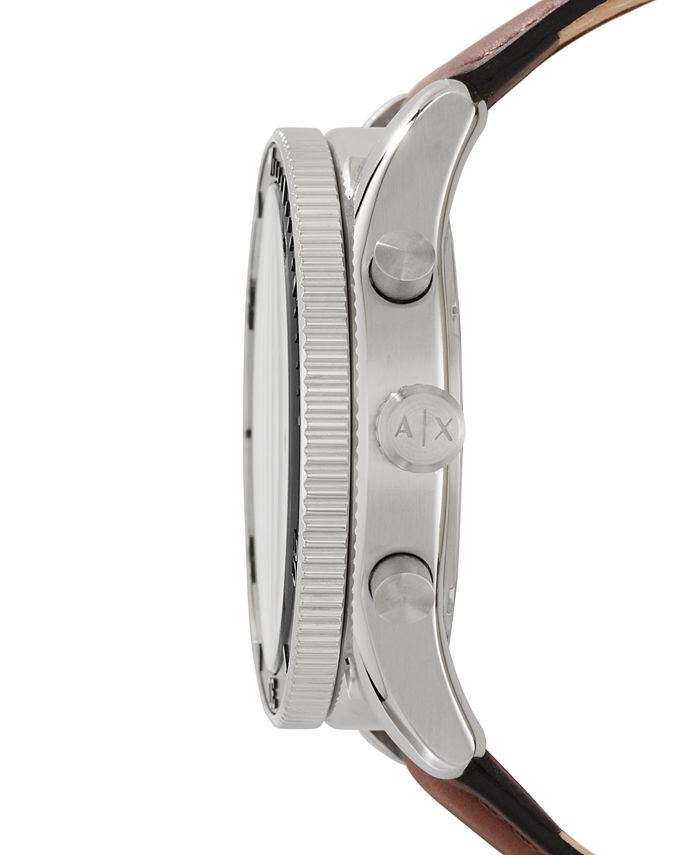 AX Armani Exchange Men's Chronograph Enzo Brown Leather Strap Watch