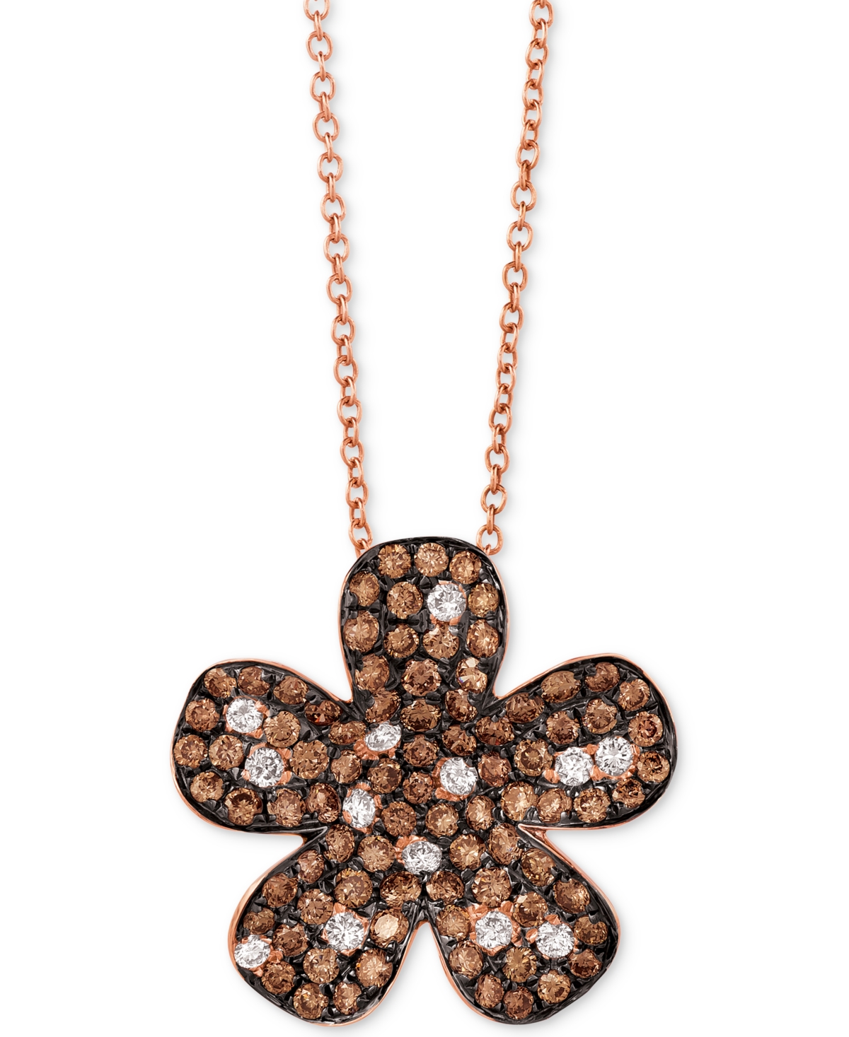 Le Vian Red Carpet Diamond Flower 18" Pendant Necklace (1-3/8 Ct. T.w.) In 14k Rose Gold In Gold