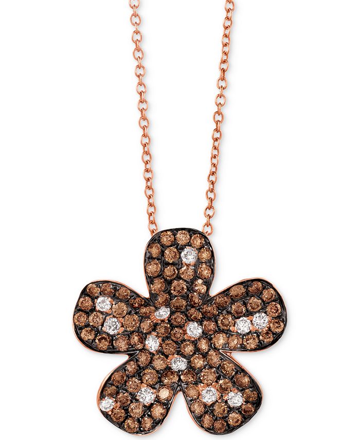 Le Vian - Diamond Flower 18" Pendant Necklace (1-3/8 ct. t.w.) in 14k Rose Gold