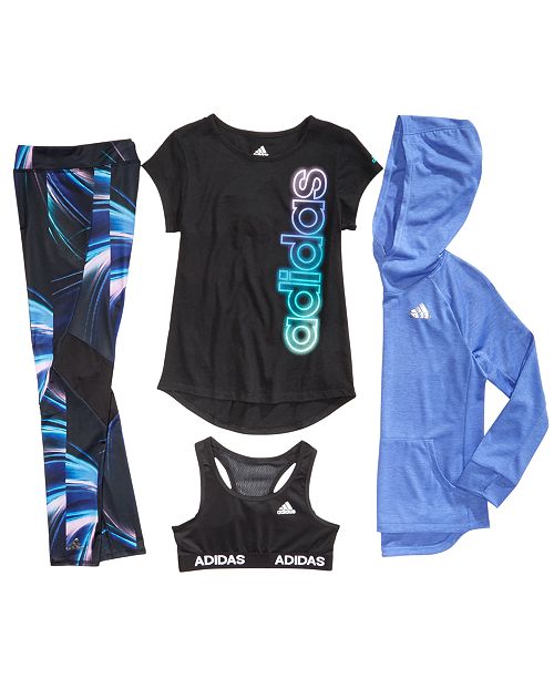 Adidas Big Girls Logo Hoodie Graphic Print T Shirt Sports Bra