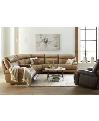 Daventry 5-Pc. Leather Sectional Sofa With 2 Power Recliners, Power Headrests And USB Power Outlet