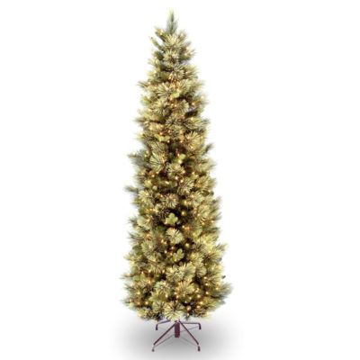 National Tree Company - National Tree 7' Carolina Pine Slim Tree with Flocked Cones & Clear Lights