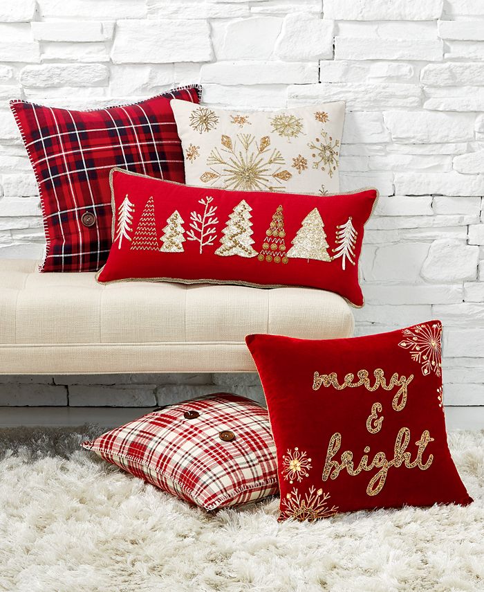 Lacourte Glam Snowflakes 20" Square Decorative Pillow, Created for Macy