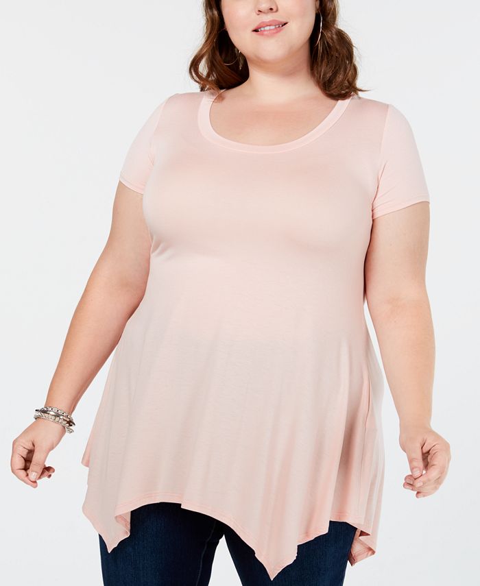 Metallic Stripe Handkerchief Plus Size Top