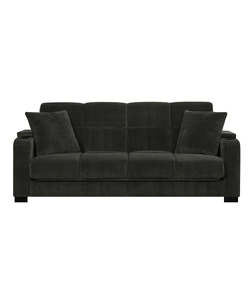 Handy Living Susan Storage Arm Convert A Couch In Gray Velvet