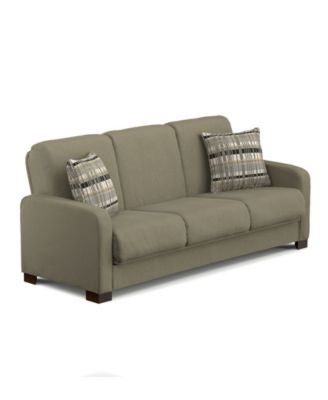 Handy Living - Thora Convert-a-Couch Microfiber Sage w/Stone Plaid Pillows