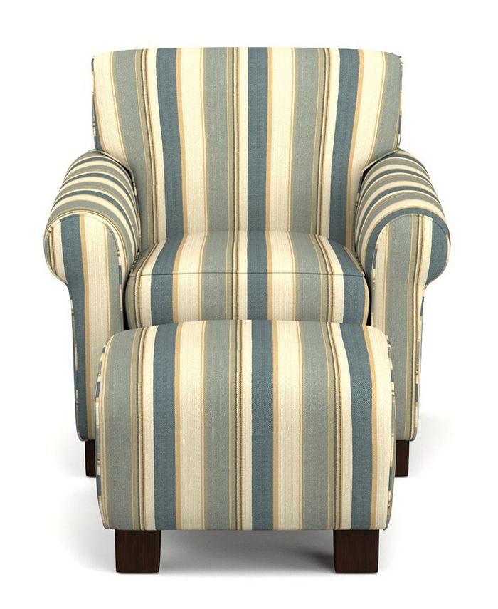 Handy Living Wendy Chair Ottoman in Coastal Blue Stripe Macy s