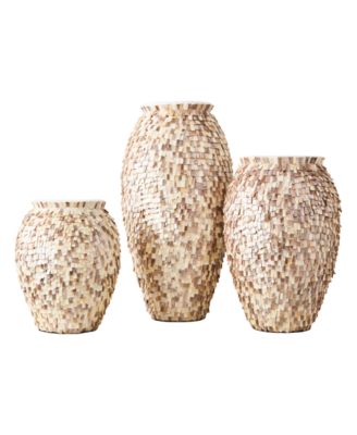 Two's Company - Shingles Set of 3 Mother of Pearl Vases