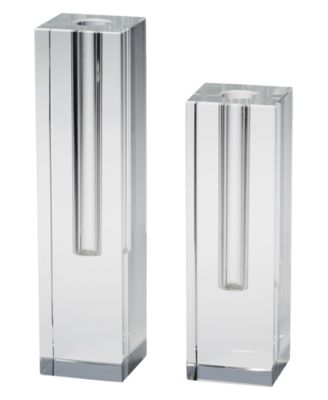 Two's Company - Square Set of 2 Crystal Glass Vases