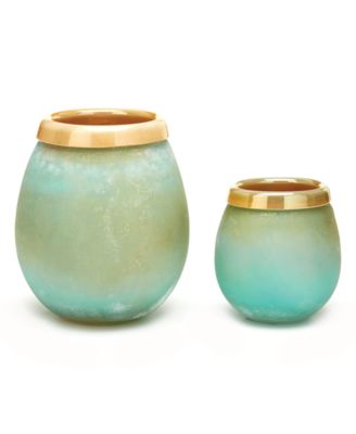 Two's Company - Positano Set of 2 Frosted Seafoam Vases