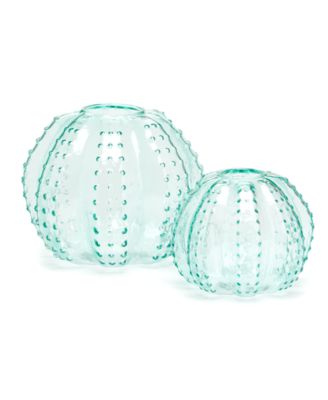 Two's Company - Set of 2 Sea Urchin Art Glass Vases Includes 2 Sizes
