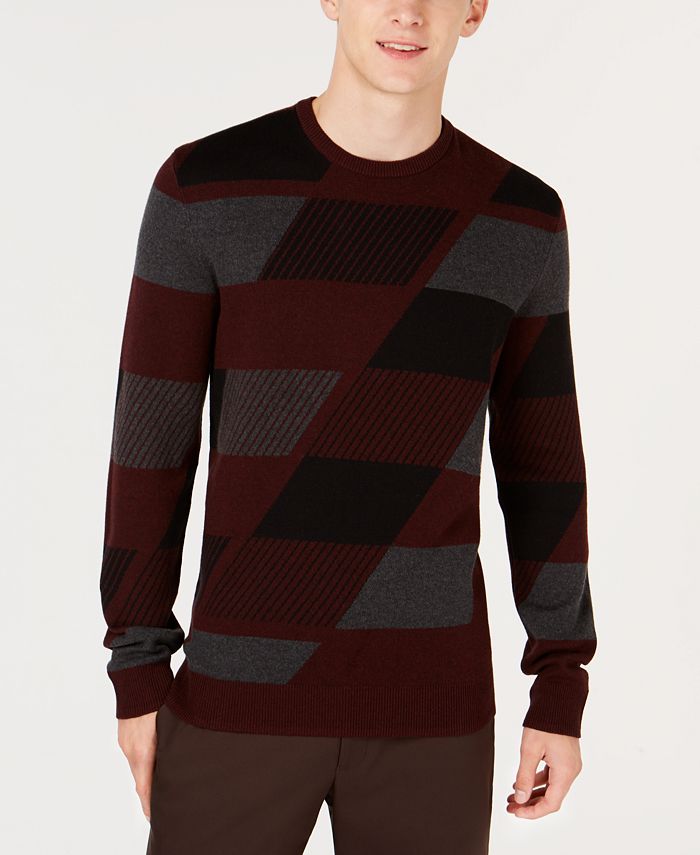 Alfani Men's Abstract Colorblocked Sweater, Created for Macy's - Macy's