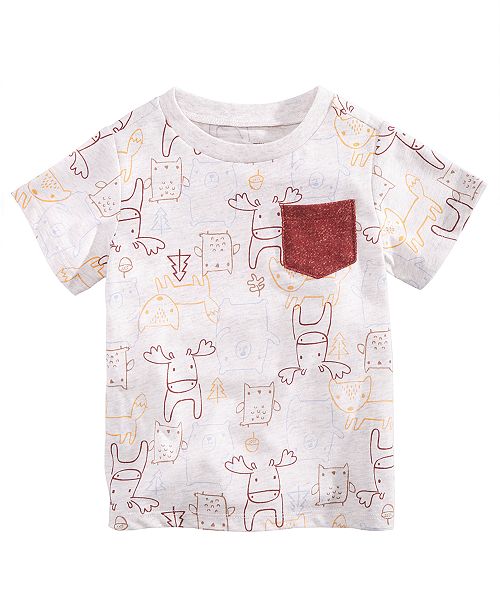 First Impressions Toddler Boys Animal Print Pocket T Shirt