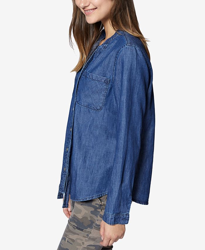 Sanctuary Cotton TieNeck Denim Shirt Macy's