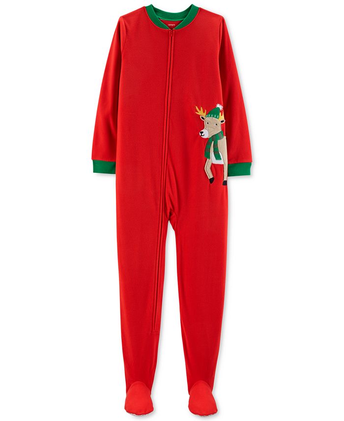 Carters Baby Girls Footed Fleece Reindeer Pajamas Red Size 12 Months main image 0
