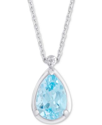 Macy's - Blue Topaz (3-5/8 ct. t.w.) & White Topaz Accent 18" Pendant Necklace in Sterling Silver