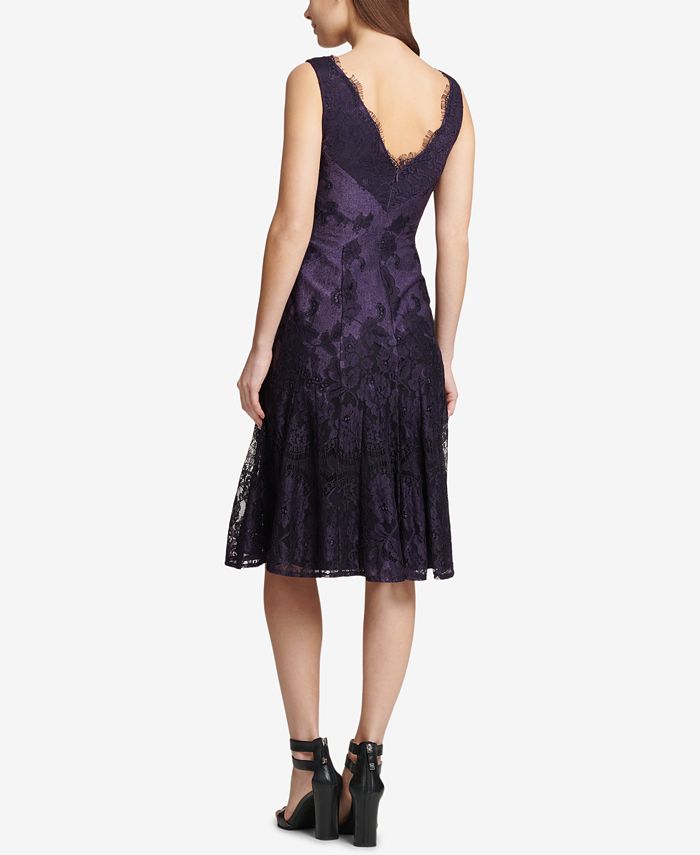 DKNY V-Neck Scalloped Lace Dress, Created for Macy's - Macy's