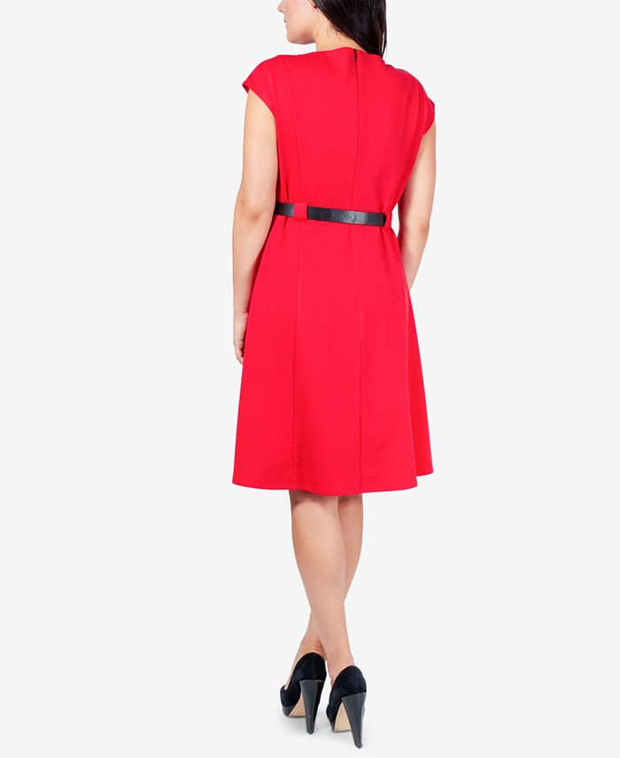 NY Collection Belted CapSleeve ALine Dress Macy's