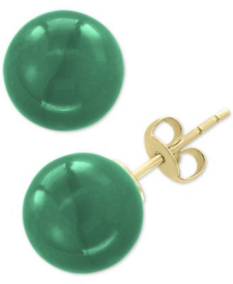 トップス JADE EFFY Collection EFFY® Dyed Green Jade (10mm) Stud Earrings
