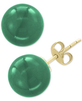 EFFY Collection EFFY Dyed Green Jade 10mm Stud Earrings in 14k