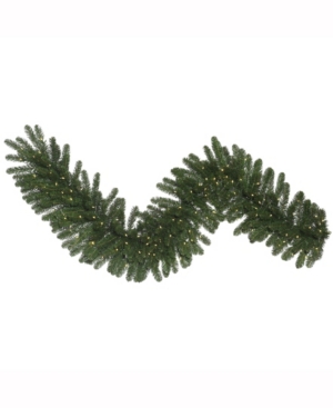 Vickerman 9' X 14" Oregon Fir Artificial Christmas Garland With 100 Warm White Led Lights And 240 Pvc Tips In Green