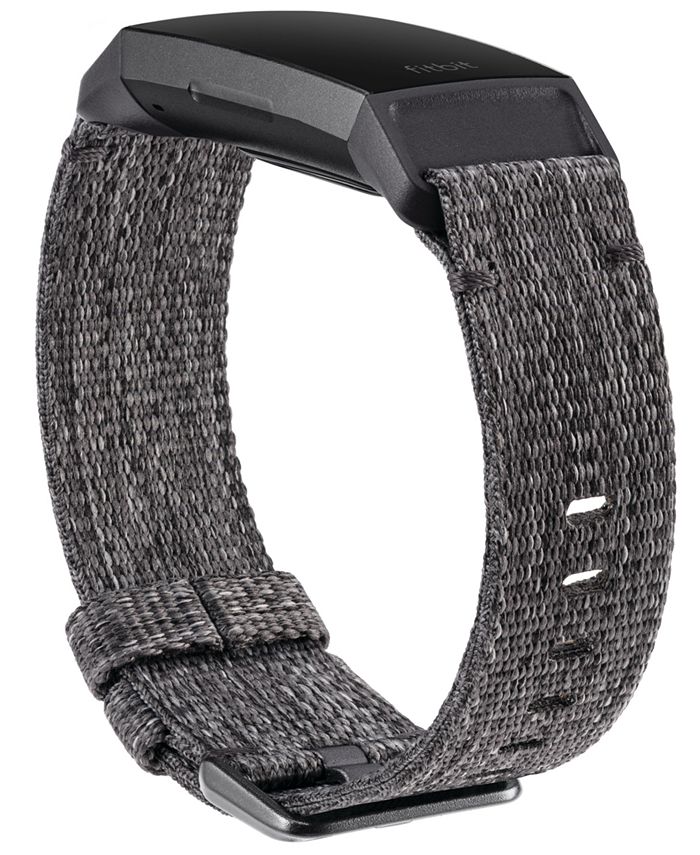 Fitbit Charge 3 Charcoal Polyester Woven Strap - Macy's
