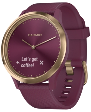 image of Garmin Unisex vivomove Hr Sport Berry Silicone Strap Hybrid Touchscreen Smart Watch 43mm, Created for Macy-s