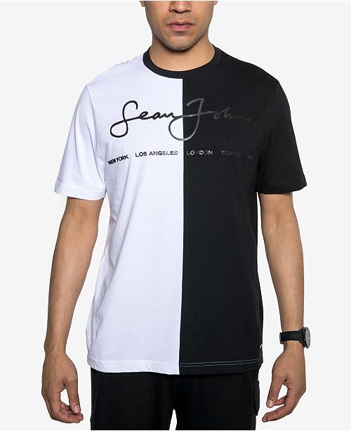Sean John Men S Split Graphic Logo T Shirt Reviews T Shirts Men Macy S