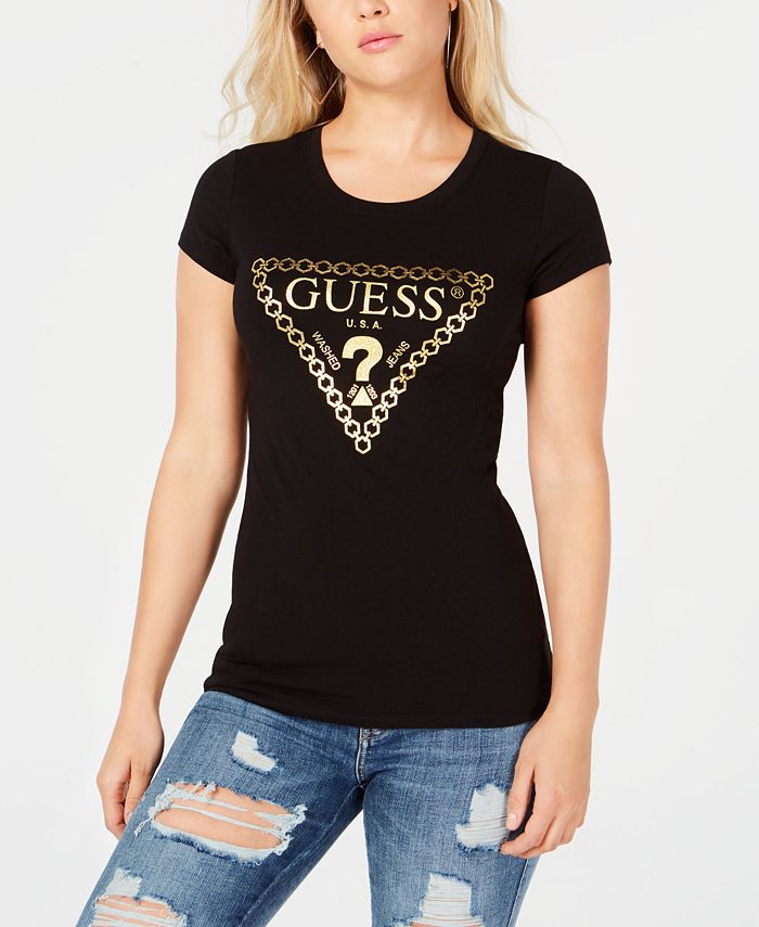 GUESS Chain Logo T-Shirt & Reviews - Tops - Juniors - Macy's