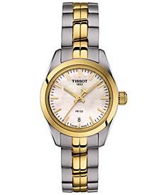 Women's Swiss T-Classic PR 100 Two-Tone Stainless Steel Bracelet Watch 25mm
