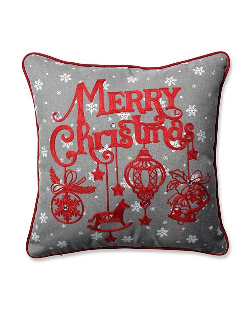 Pillow Perfect Ornamental Christmas GreyRed 16.5" Throw Pillow