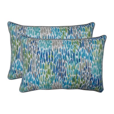 Pillow Perfect - Make It Rain Cerulean Over-sized Rectangular Throw Pillow (Set of 2)