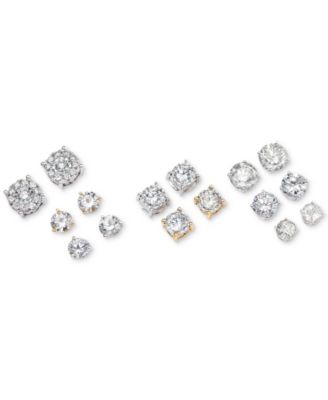 Diamond Halo Two-Level Stud Earrings (1 ct. t.w.) in 14k White, Yellow or Rose Gold 