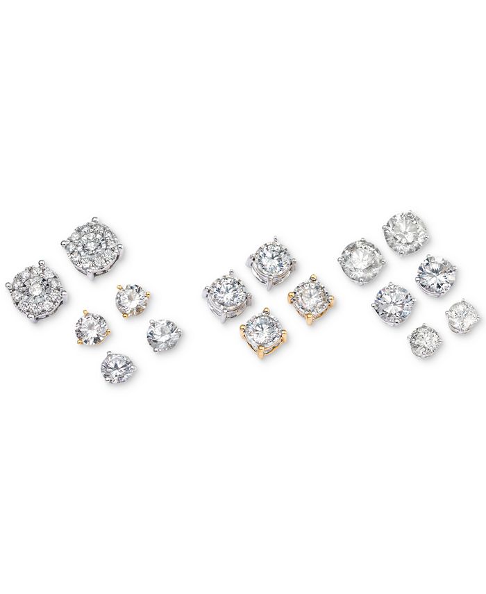 Macy's - Diamond Cluster Stud Earrings (1 ct. t.w.) in 14k White Gold