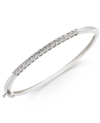 Macy's Diamond Bangle Bracelet (3/8 ct. t.w.) in Sterling Silver ...