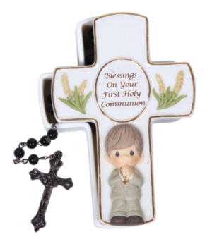Precious Moments Blessings On Your First Holy Communion Box With Rosary, Boy In Multi