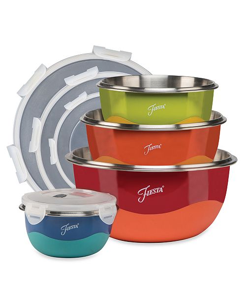 Fiesta 8Pc. MicrowaveSafe Covered Mixing Bowl Set & Reviews