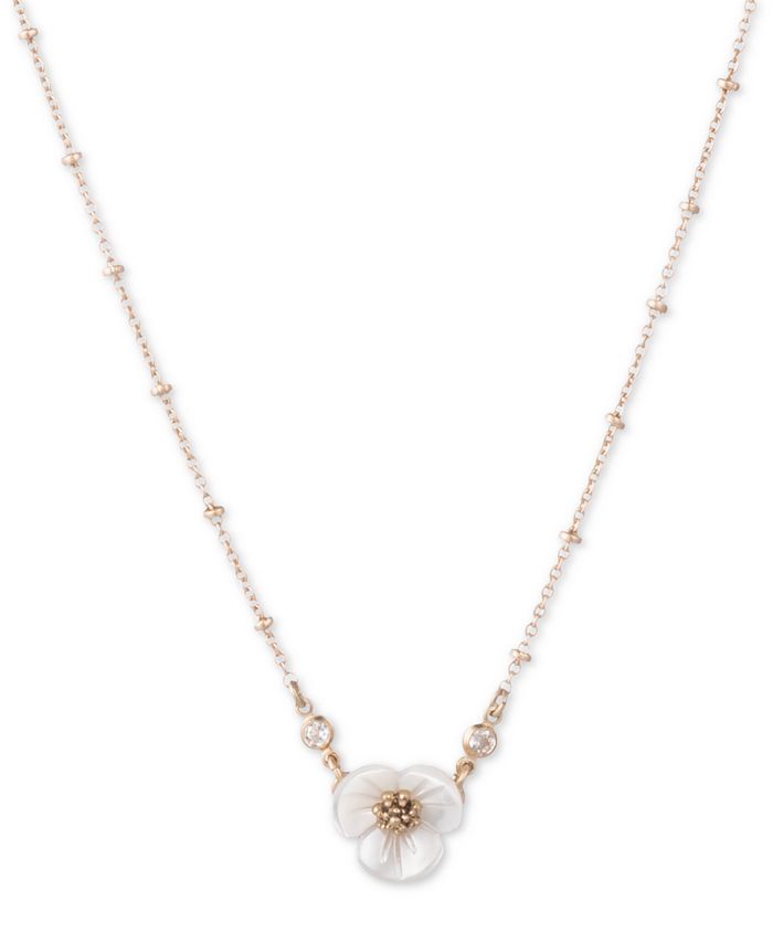 Bridal jewelry, flower necklace - Pearlescent flower and crystal
