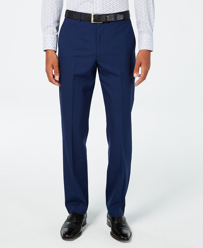 Vince Camuto Men's Slim-Fit Stretch High Blue Tonal Grid Wool Suit - Macy's