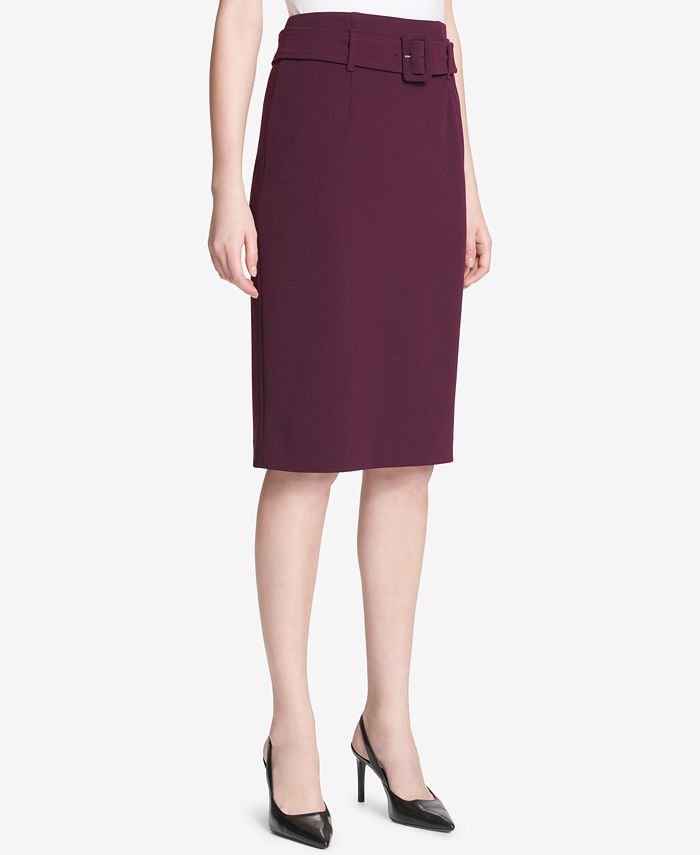 Calvin Klein Belted High-Waist Pencil Skirt, Regular & Petite - Macy's