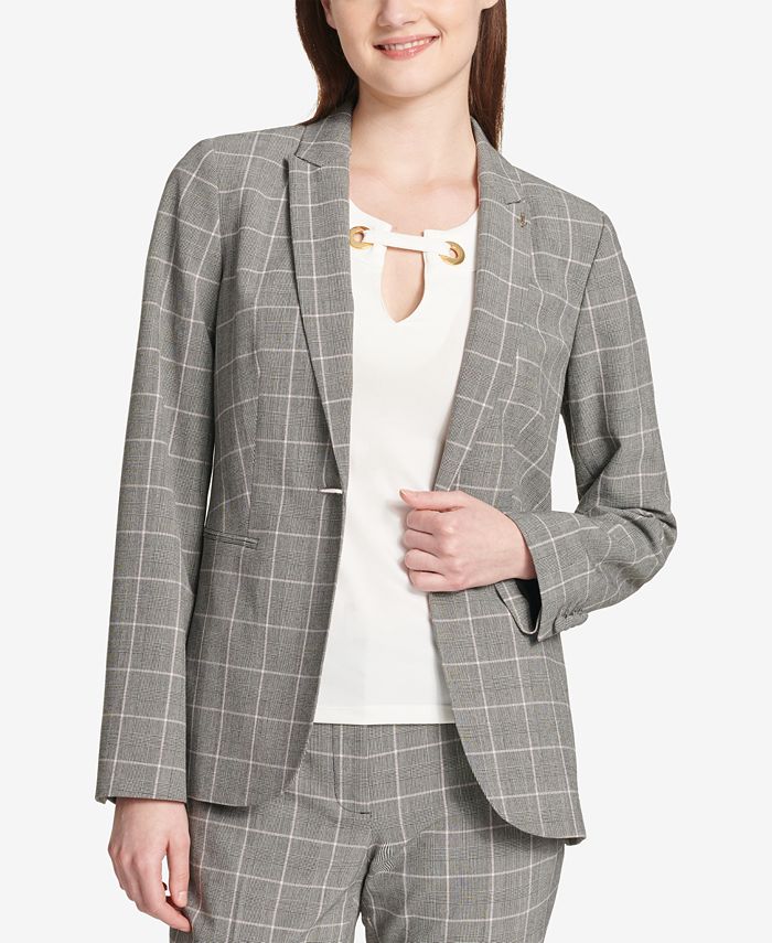 Tommy Hilfiger One-Button Plaid Jacket - Macy's