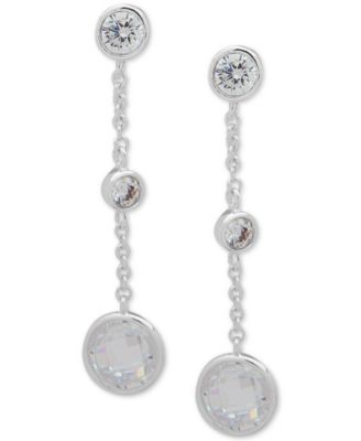 Lauren Ralph Lauren - Silver-Tone Crystal Linear Drop Earrings
