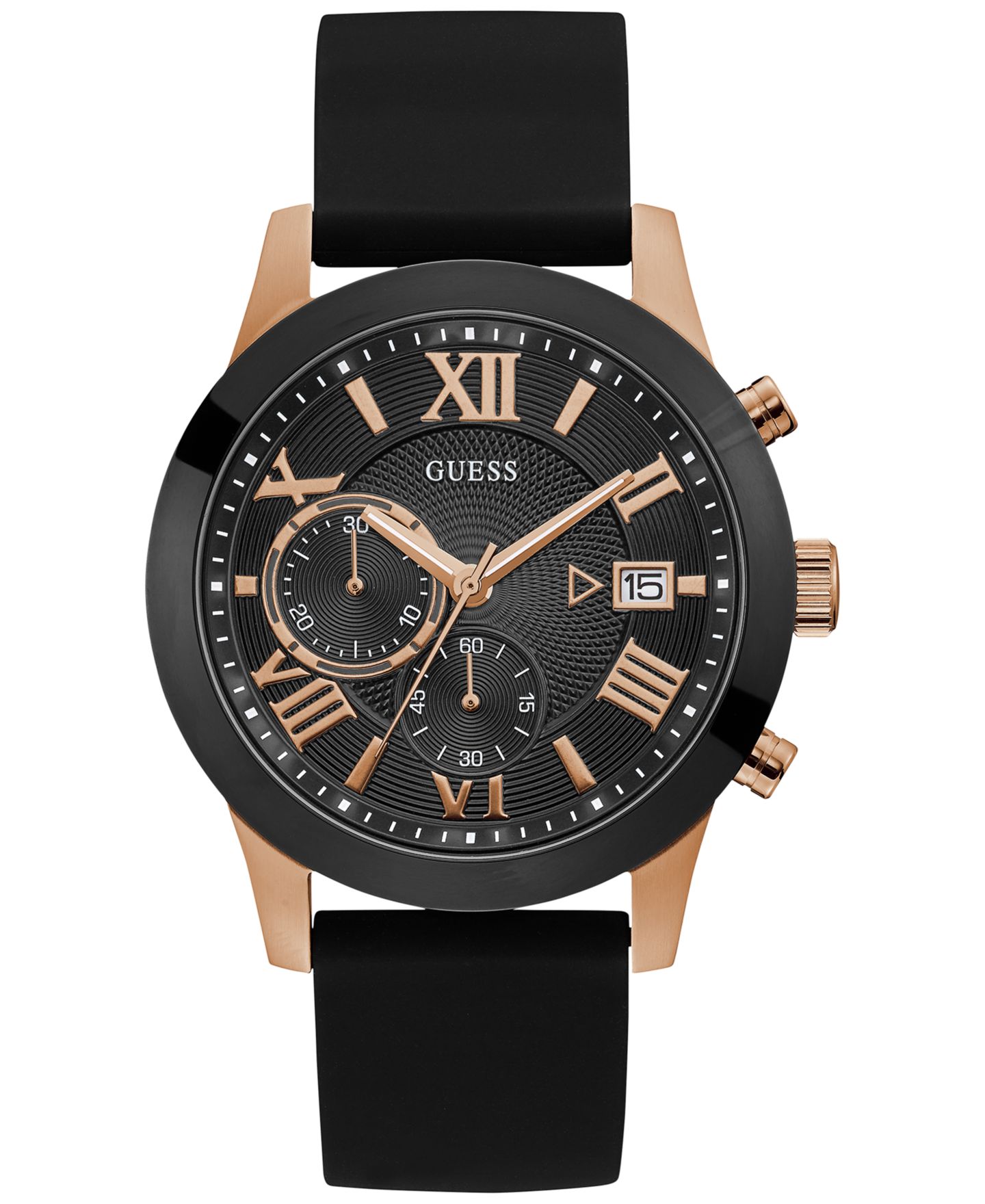 Мужские часы Guess, силиконовый ремешок, 45 мм, Black — фото 1