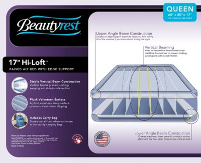 simmons beautyrest hi loft raised air mattress queen