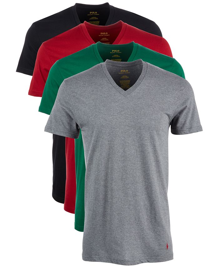 Polo Ralph Lauren Men's Classic-Fit V-Neck Cotton T-Shirt, 3+1 Bonus ...