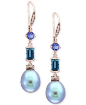 blue freshwater pearl earrings