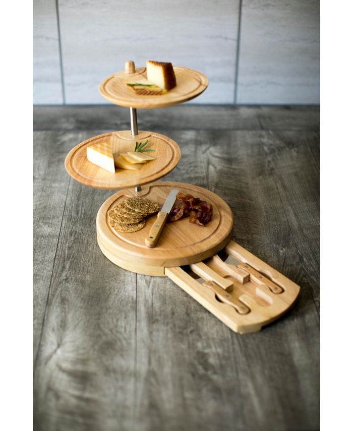 Picnic Time Regalio 3-Tier Serving Tray with Cheese Tools - Macy's