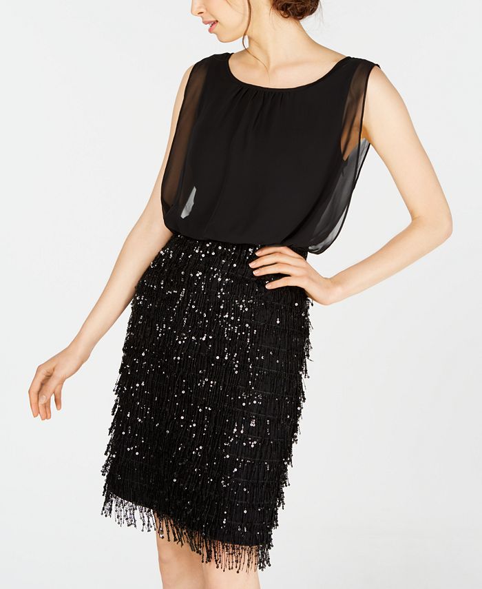 Calvin Klein Embellished Fringe Sheath Dress & Reviews - Dresses - Women - Macy's