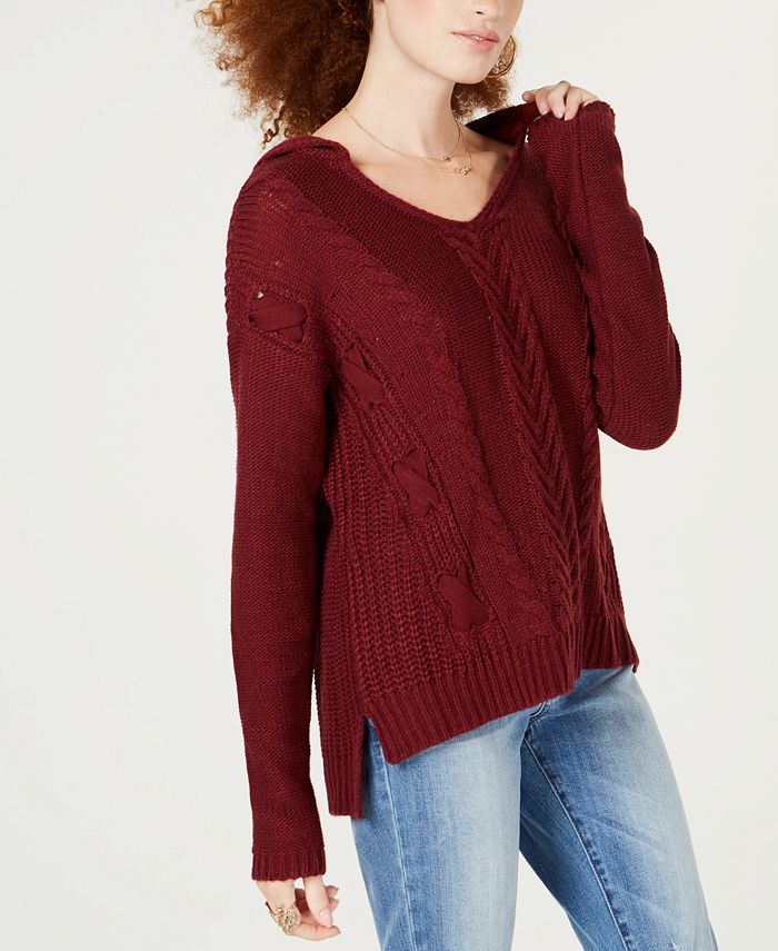 American Rag Juniors' High-Low Mixed-Knit Hoodie, Created for Macy's ...