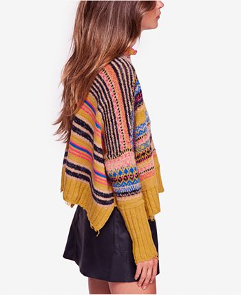 Free people all the top pattern printed ripped sweater